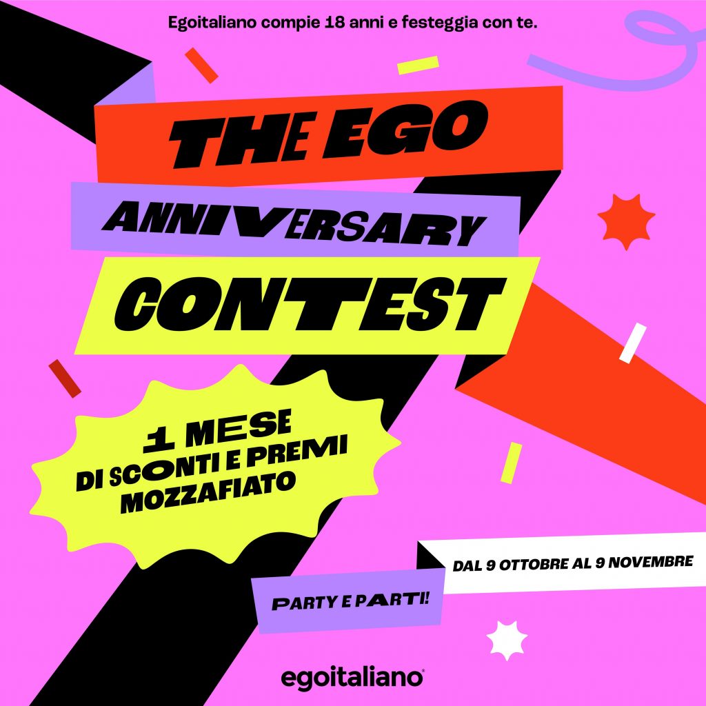 Egoitaliano compie 18 anni e ti regala un mese di sconti e premi